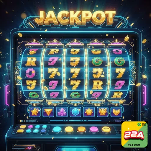 Imagem de uma máquina de slots no site 22a, destacando a diversão e opções de jogos de cassino.