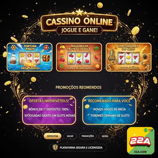 Imagem de jogos de slot e mesa, destacando promoções exclusivas